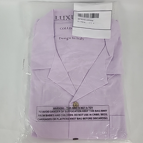 NEW Flex Men's Luxury Collection Designed in Italy Short Sleeve Purple Shirt 4XL - Picture 8 of 8